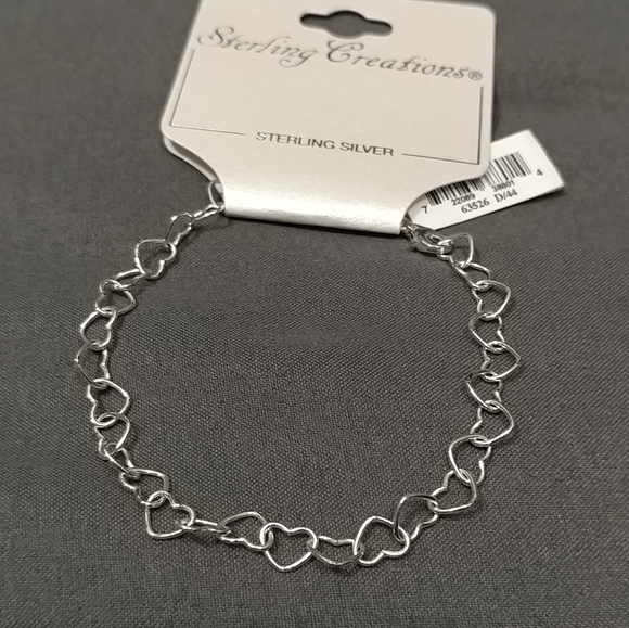 Jewelry - NEW 925 Sterling Silver Rolo Heart Link Bracelet Made in Italy